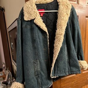 esprit denim jacket with fur lined size xl